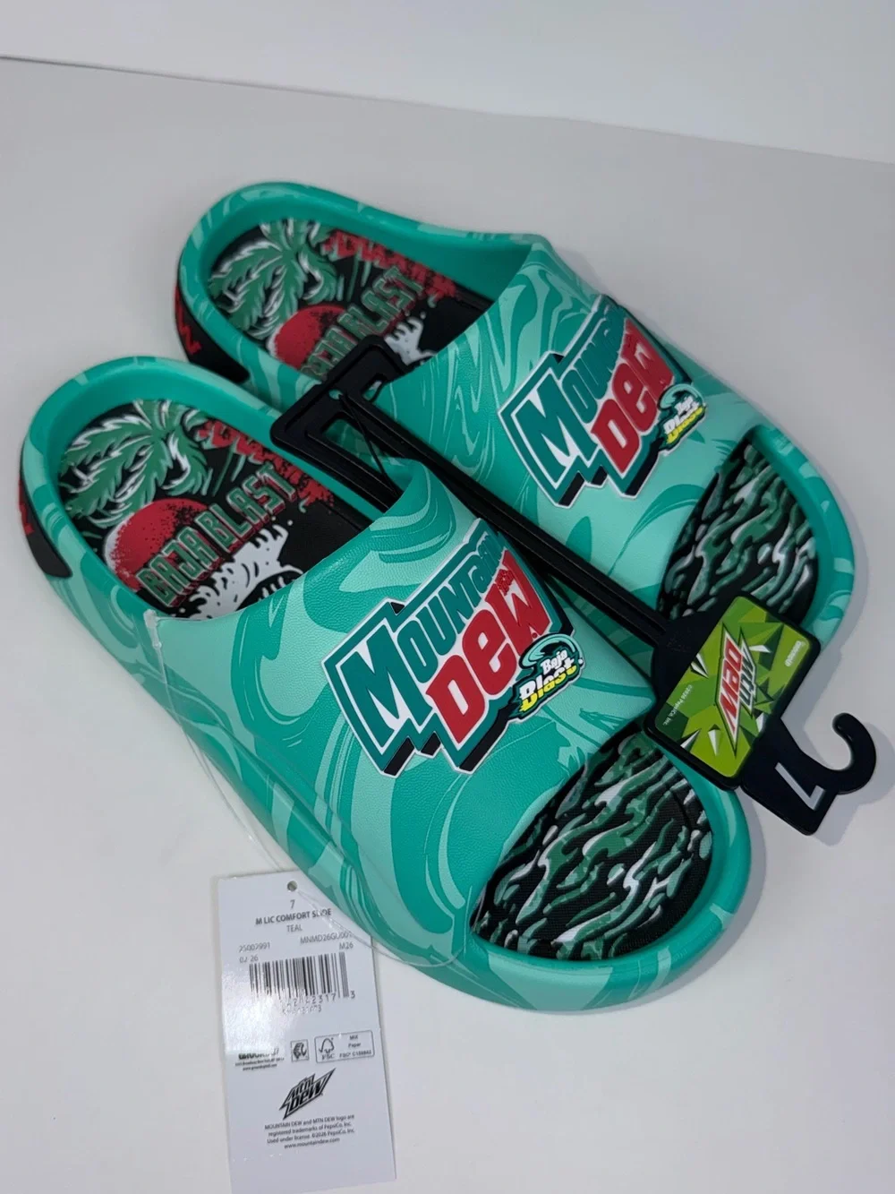 Mountain Dew BAJA BLAST Slides- Men’s 7 NWT